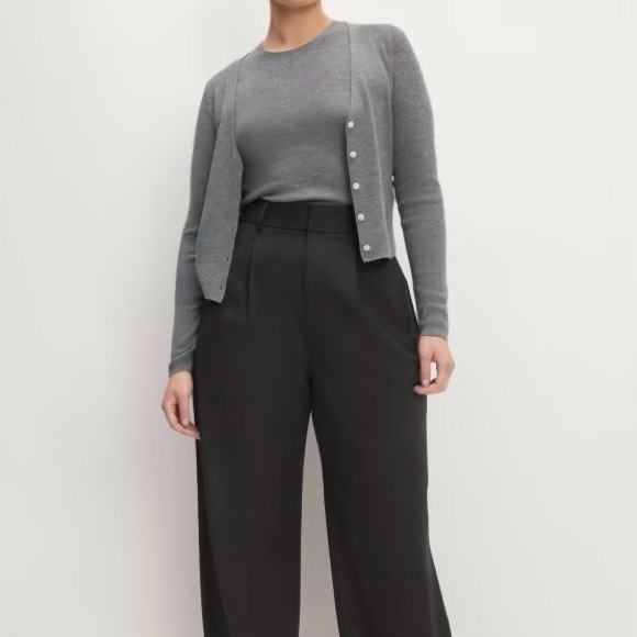 NWT Everlane The Ultrafine Merino Ribbed Cardigan - Heather Mid Grey - Picture 6 of 9